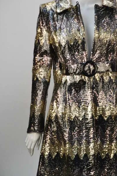 1970s Naman Plastic Overlay Sequin Raincoat