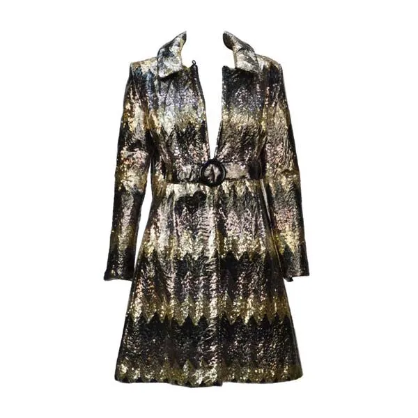 1970s Naman Plastic Overlay Sequin Raincoat