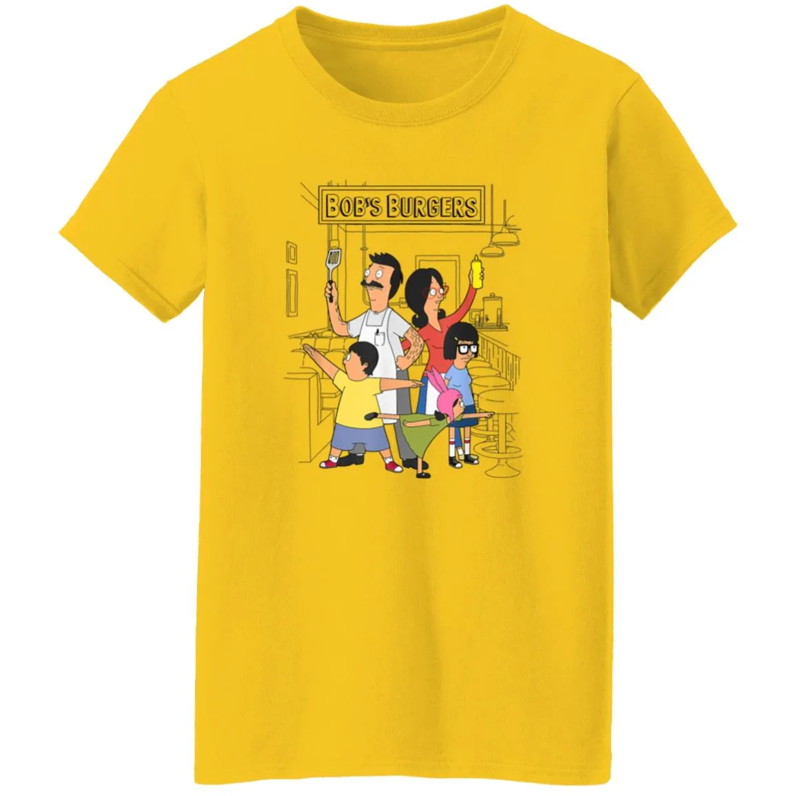 220418313 Bob's Burgers Belcher Hero Pose T-Shirt 220418313 G500L Ladies' 5.3 oz. T-Shirt