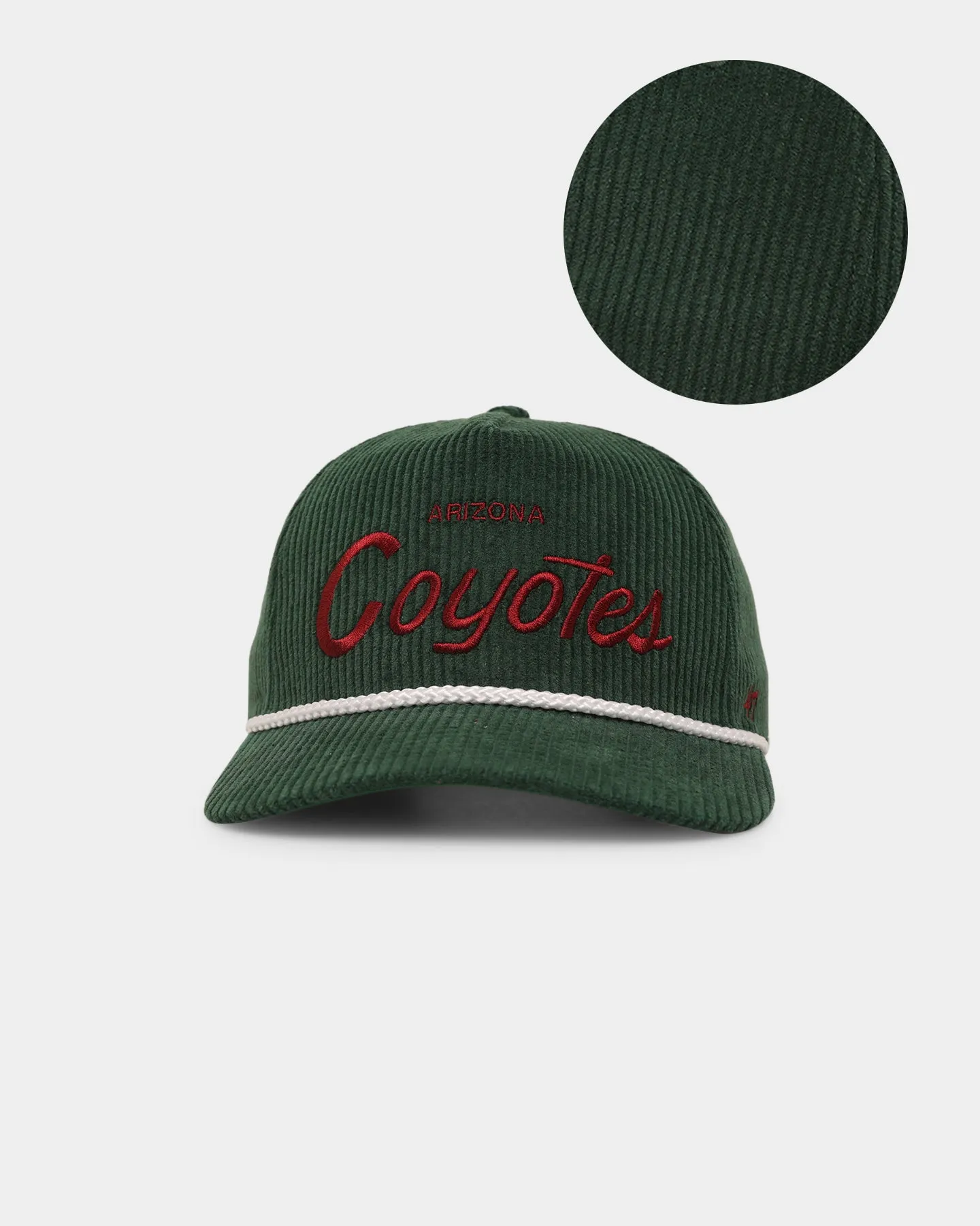 47 Brand Arizona Coyotes 'NHL Corduroy Team Script' Corduroy Crossrope 47 Hitch Snapback Dark Green