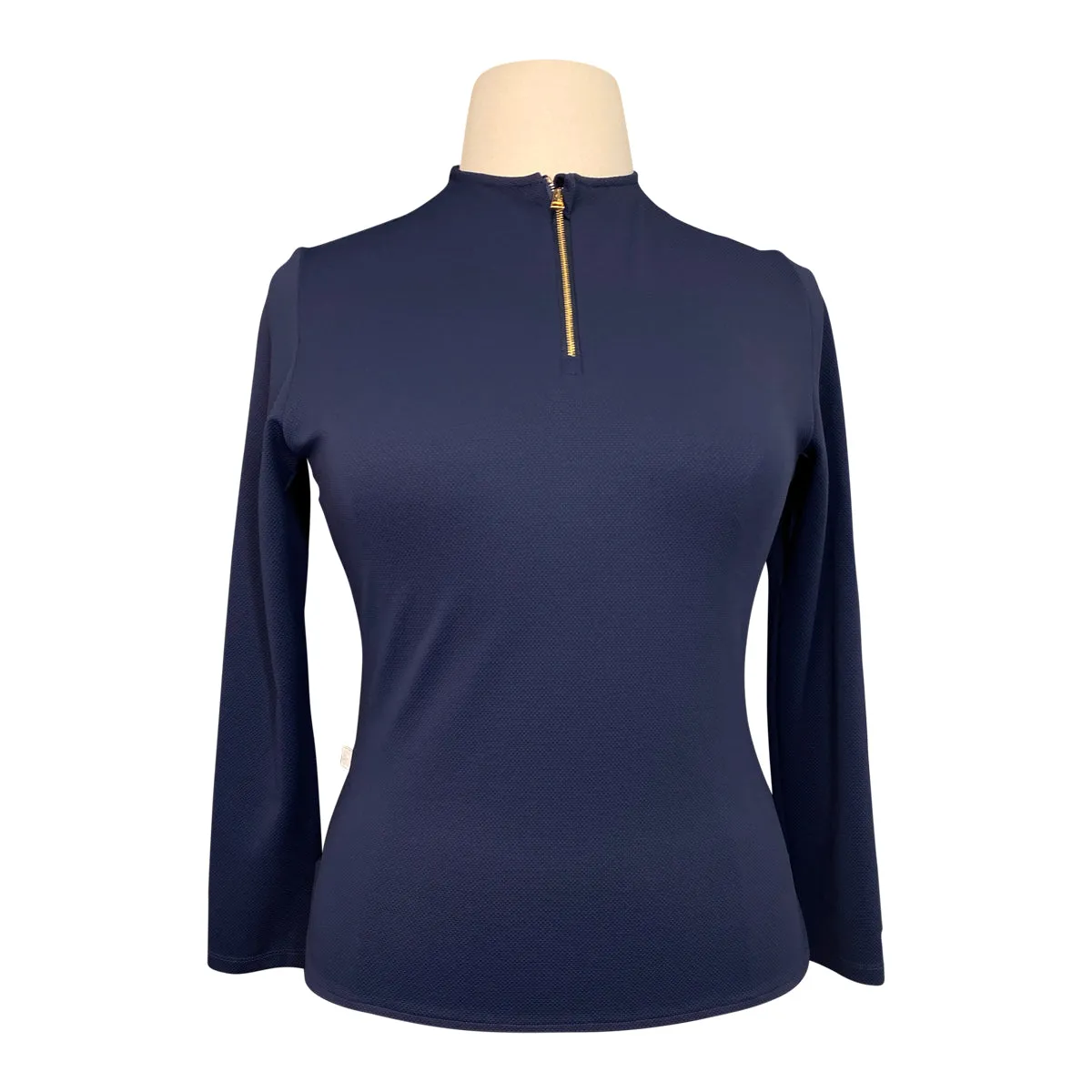 A Tiss B 'Luce' Long Sleeve Technical Polo in Navy - Women's Large