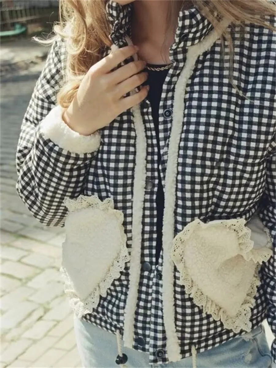 Amabel Gingham Heart Patch Jacket