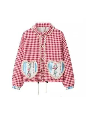 Amabel Gingham Heart Patch Jacket