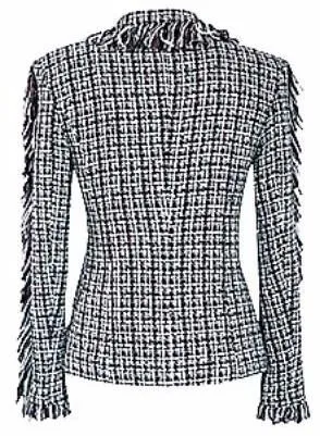 Asymmetric Fringed Tweed Jacket