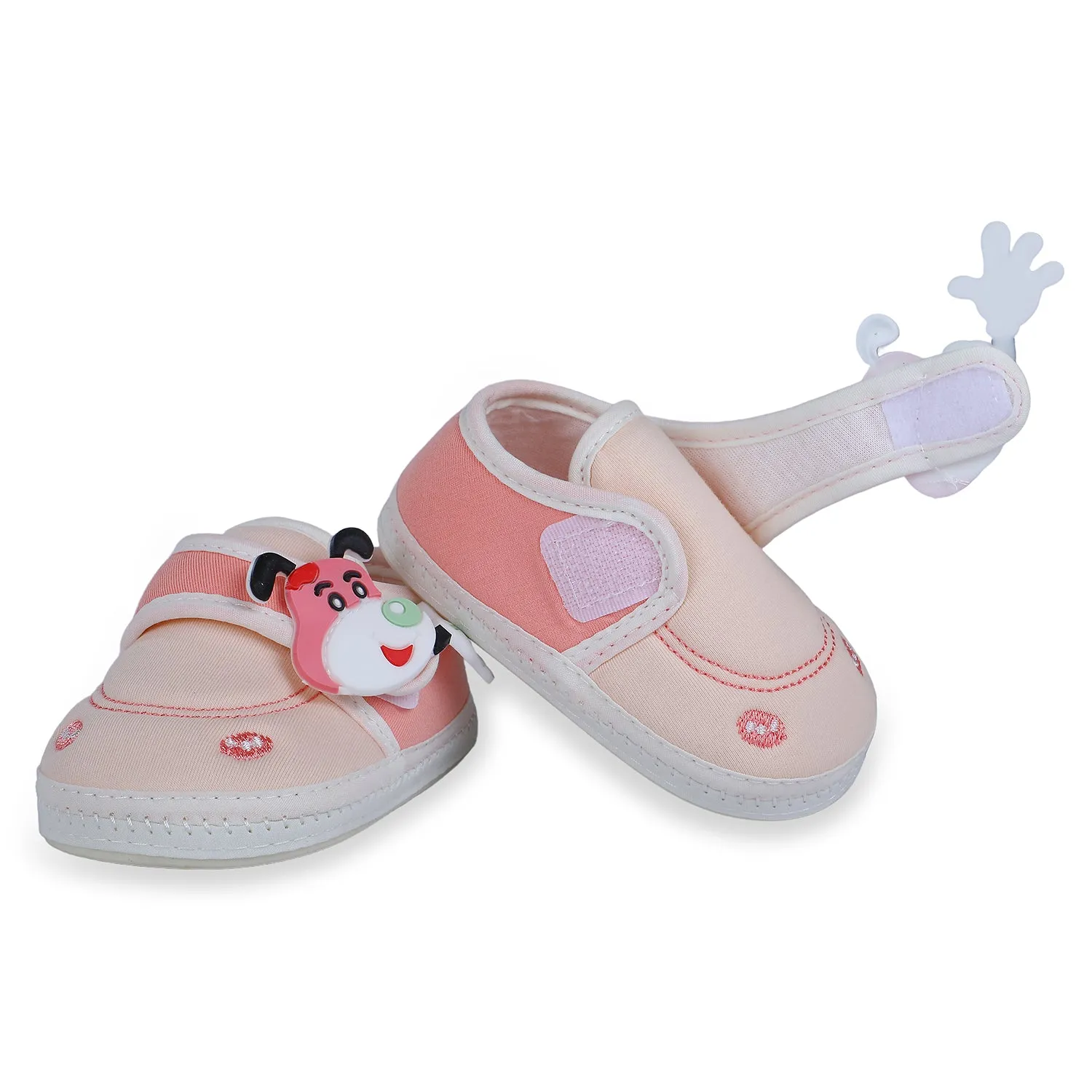 Baby Moo Puppy Face Soft Sole Anti-Slip Booties - Pink