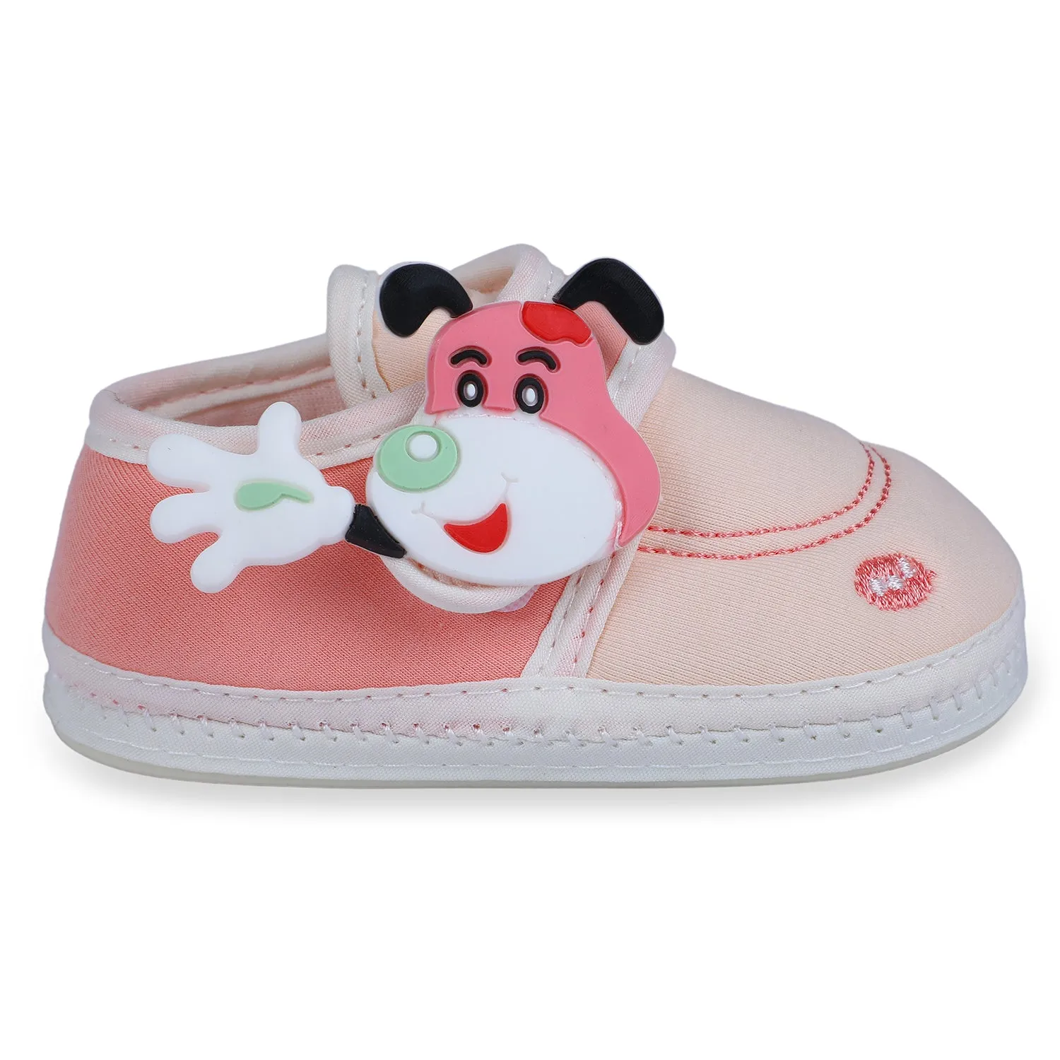 Baby Moo Puppy Face Soft Sole Anti-Slip Booties - Pink