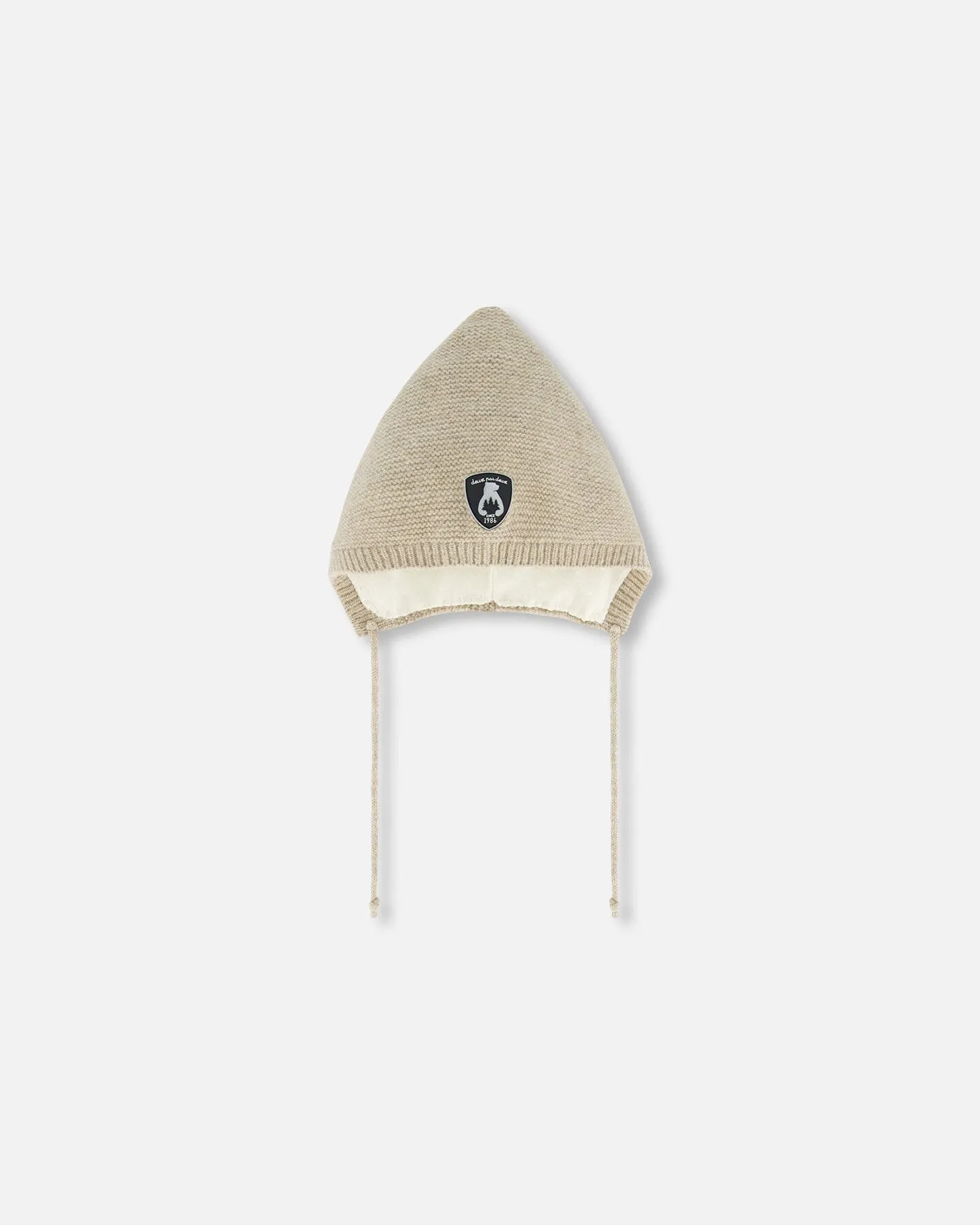 Baby Pointed Knit Hat In Beige by Deux par Deux