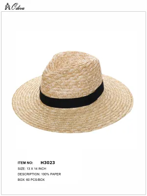 Black band Fashion Fedora Sunhat-Beige