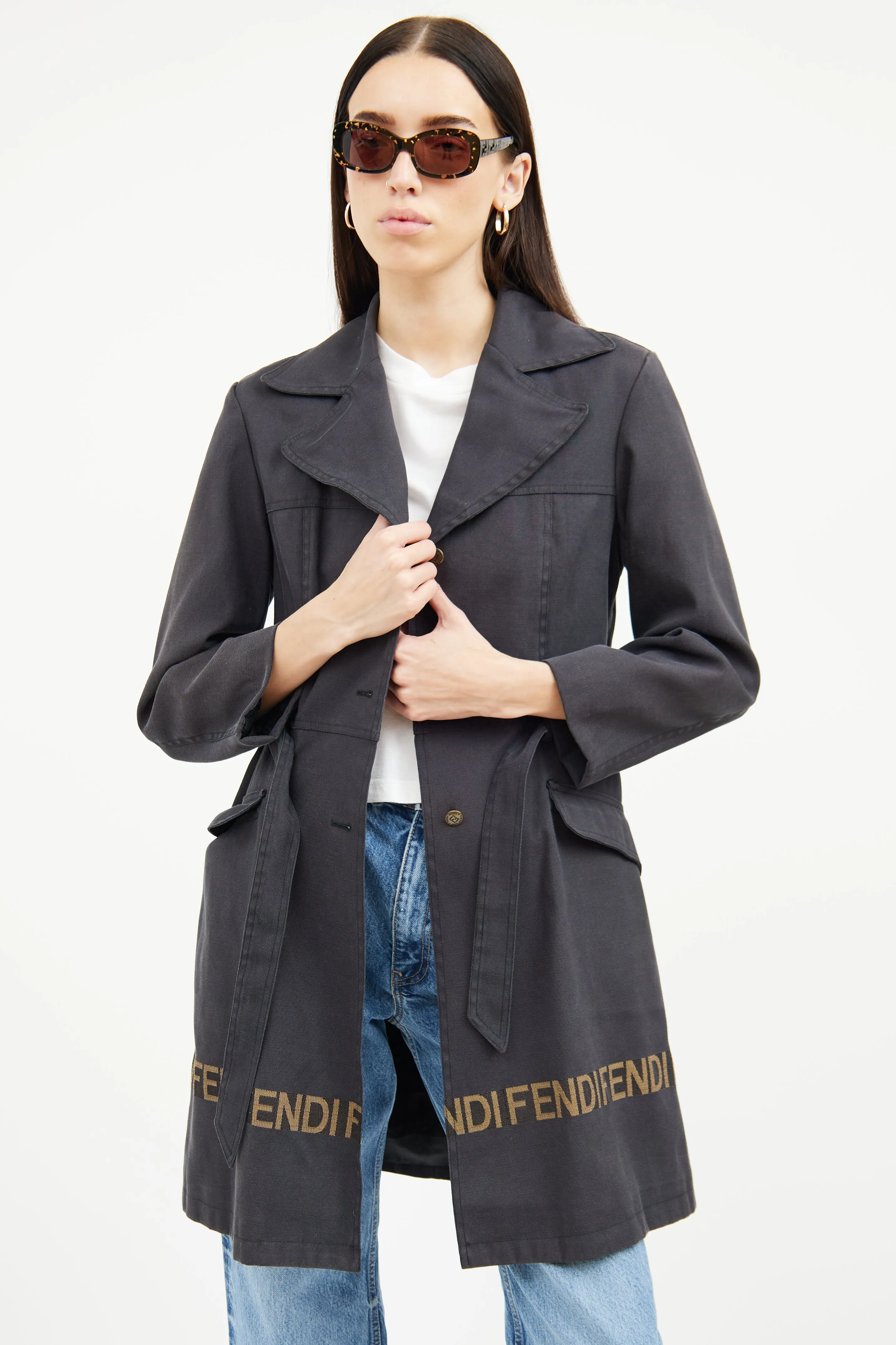 Black Canvas Trench Coat