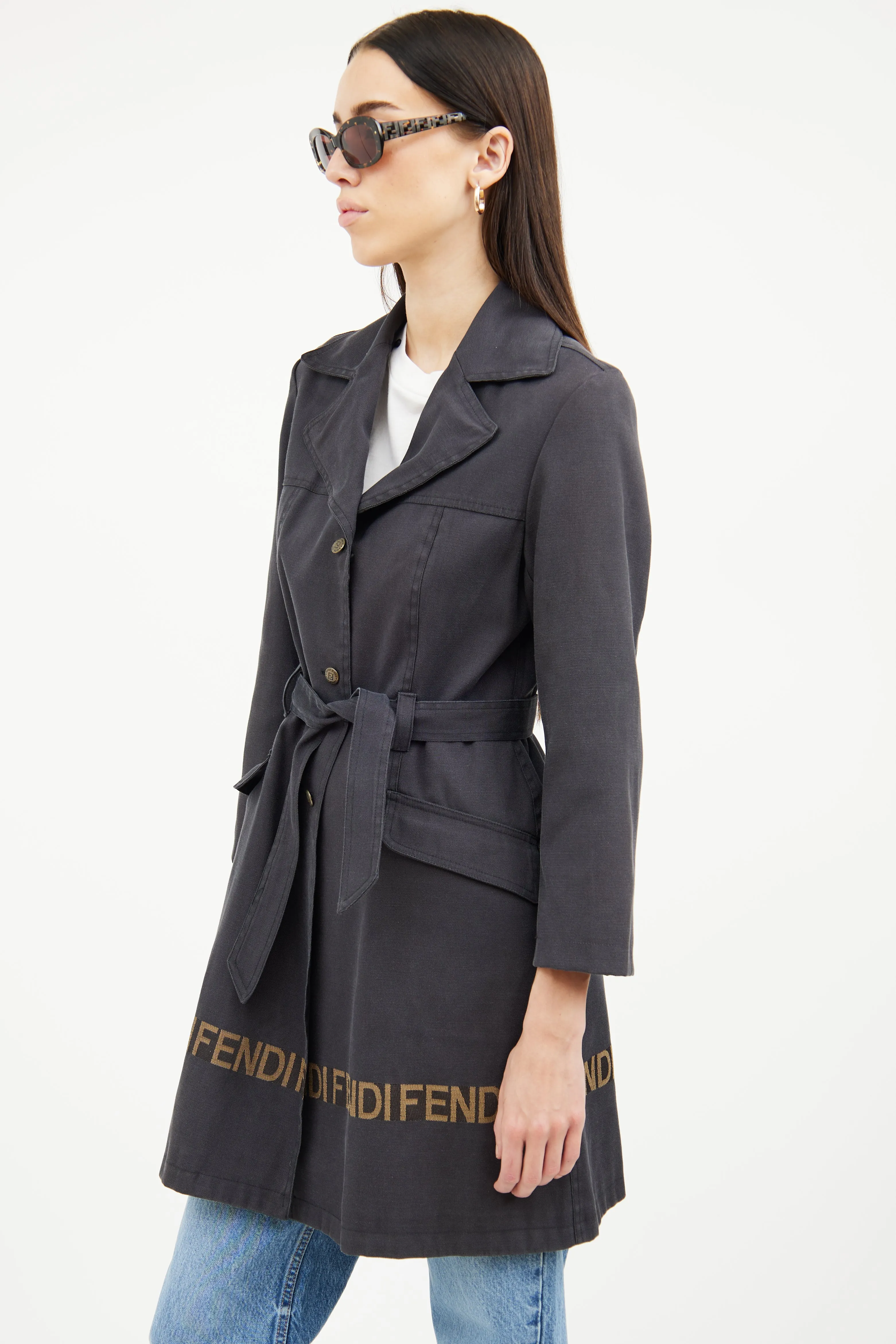 Black Canvas Trench Coat