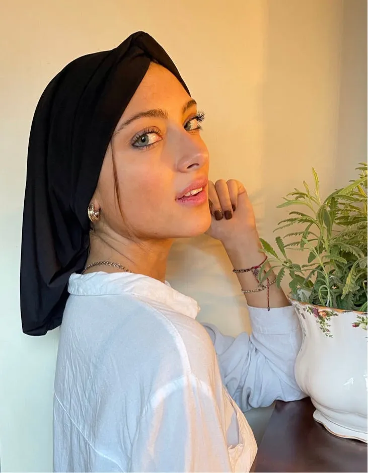 Black Classic Snood Uptown Girl Headwear Slinky Lycra Hair Turban Hijab | Proudly Made In The USA by Uptown Girl Headwear