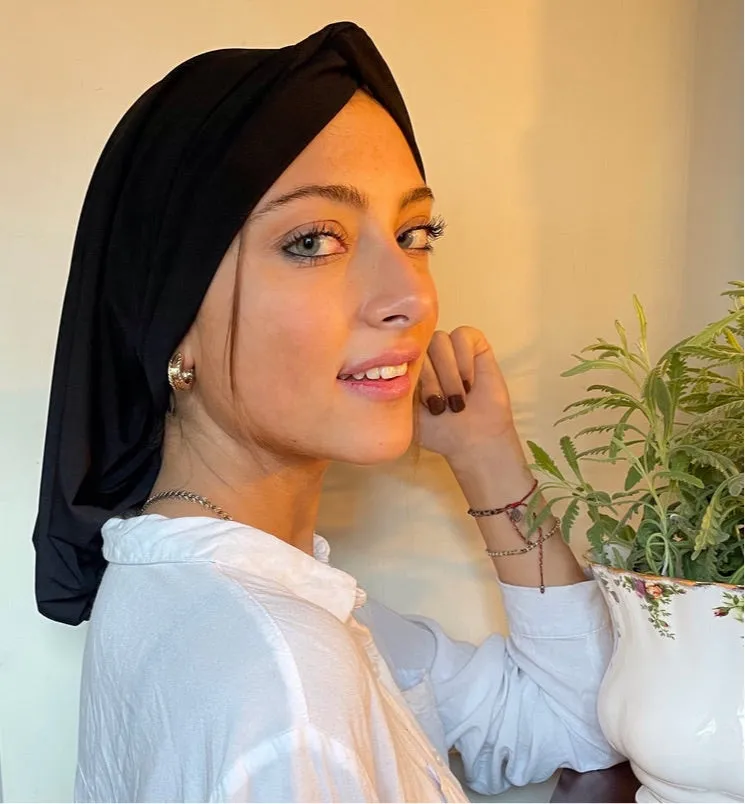 Black Classic Snood Uptown Girl Headwear Slinky Lycra Hair Turban Hijab | Proudly Made In The USA by Uptown Girl Headwear