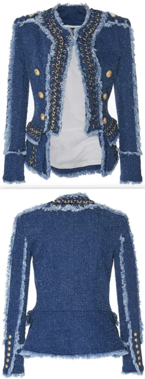 Blue Denim Crop Jacket