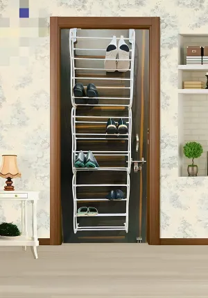 Bluevista Over the Door Shoe Rack Adjustable Shoe rack Less Space Occupied White