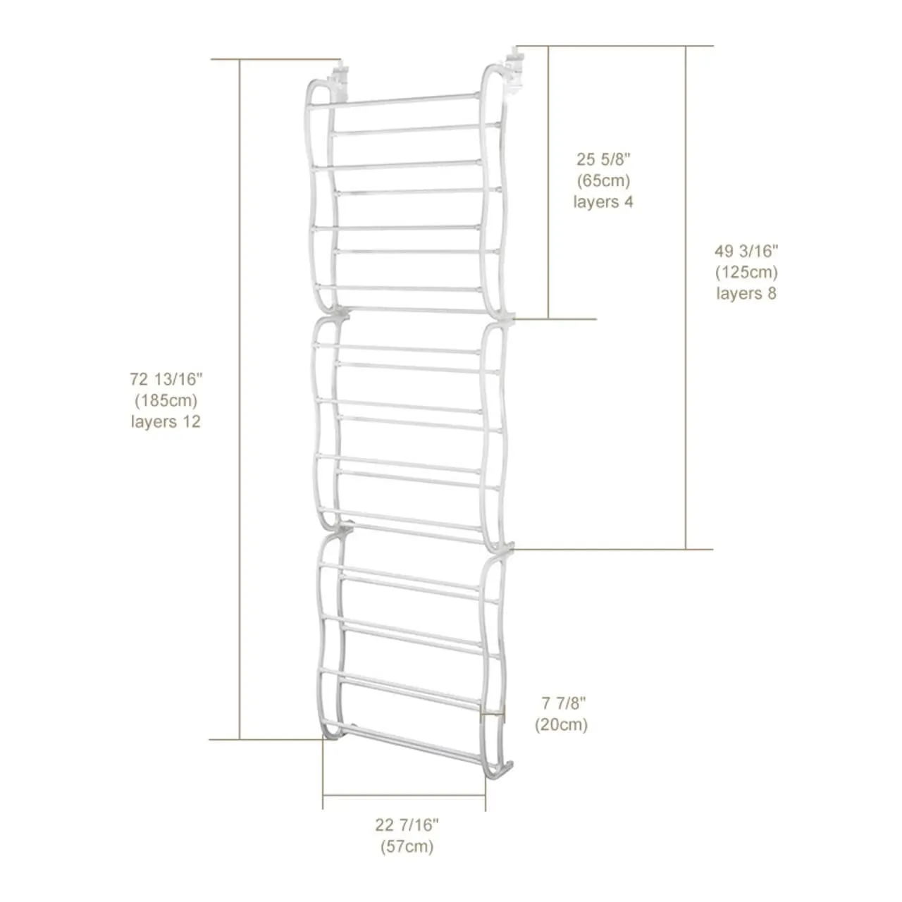 Bluevista Over the Door Shoe Rack Adjustable Shoe rack Less Space Occupied White