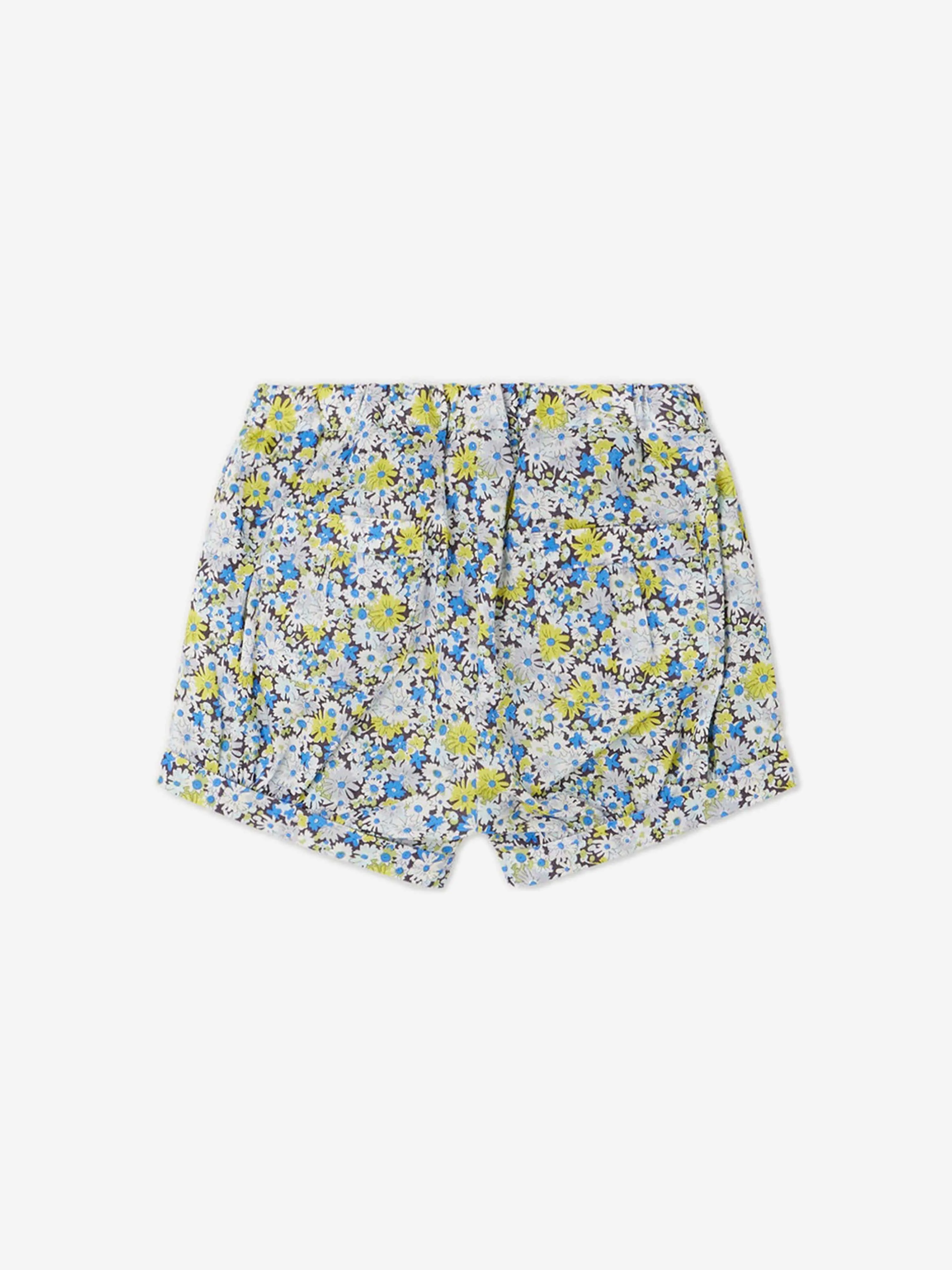 Bonpoint Baby Girls Short Square Floral Shorts in Blue