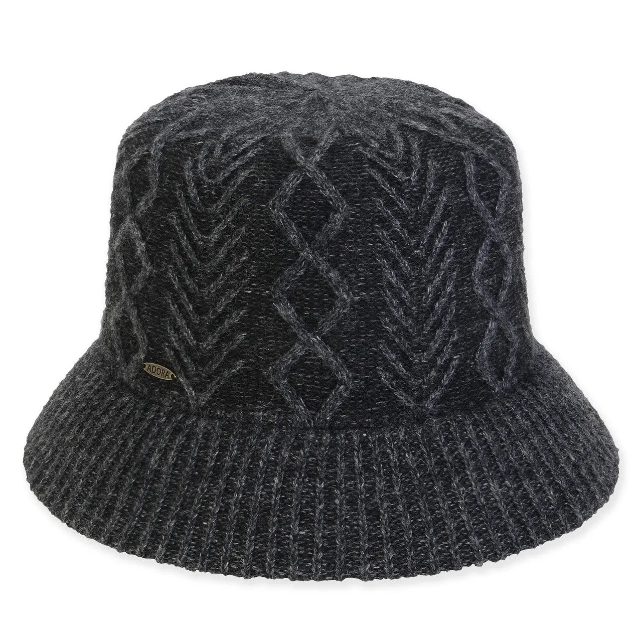 Cable Knit Bucket Cloche Grey