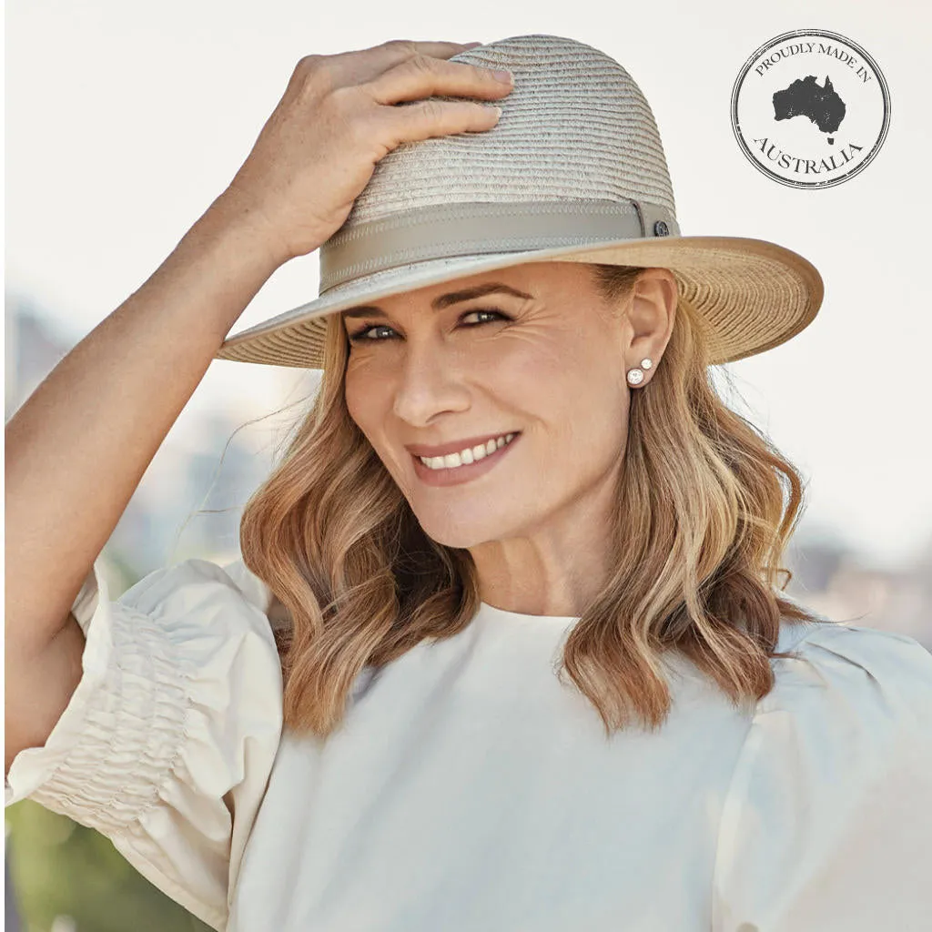 Canopy Bay by Deborah Hutton Portland Fedora - Mixed Wheat