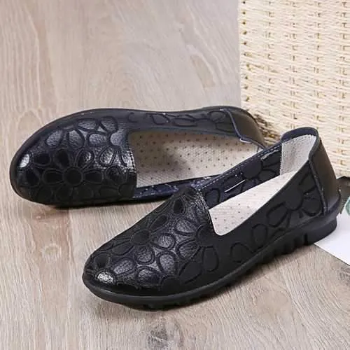 Casual Comfortable Leather Flowers Flats For Women