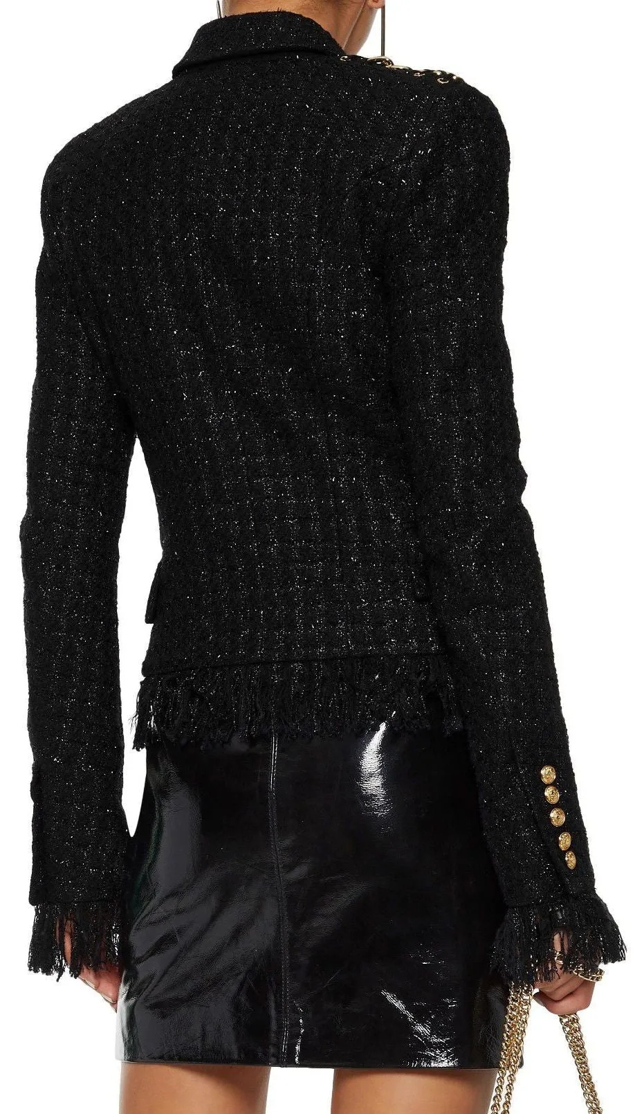 Chain-Embellished Tweed Jacket