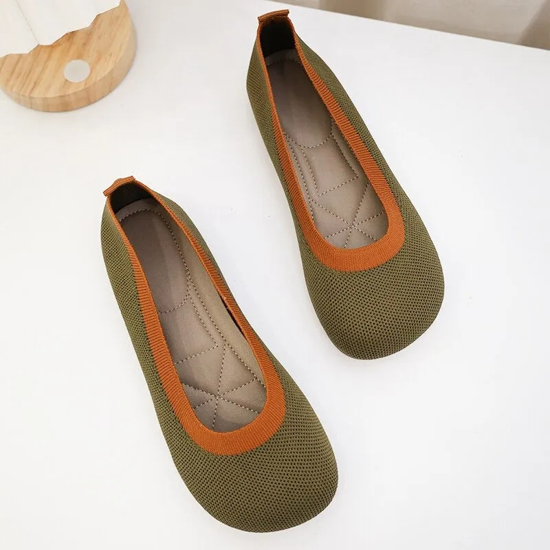 Comfortable Air Mesh Square Toe Ballet Flats for Women