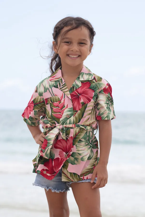 Coradorables GIRLS ROYAL HAWAIIAN S/S Cinched Waist Top