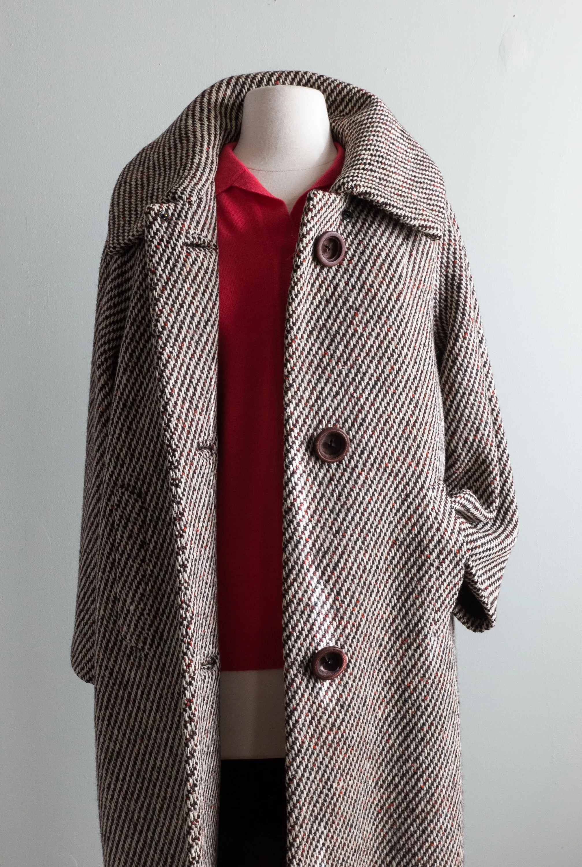 Cozy 1960's Herringbone Wool Coat by Victoria / ML