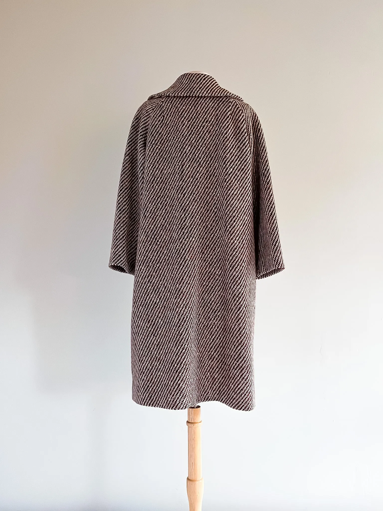 Cozy 1960's Herringbone Wool Coat by Victoria / ML