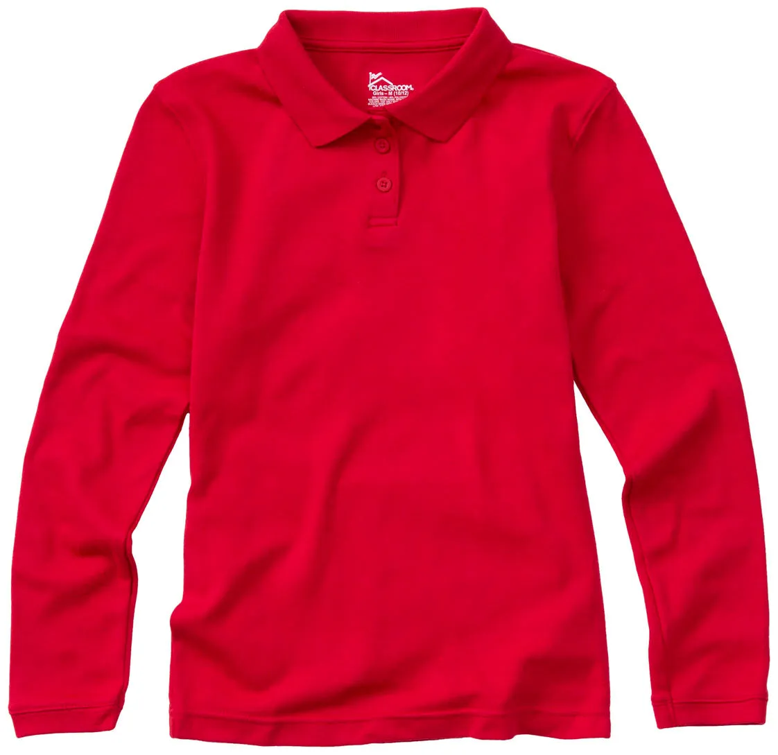 CR Jersey Fem Fit Polo Red Long Sleeve