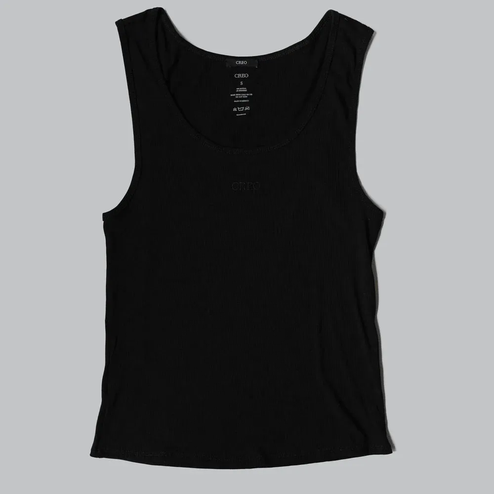 Creo Classic Ribbed Tank Top Black