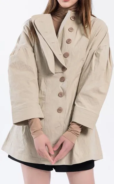 Crepe Side-Buttoned Jacket