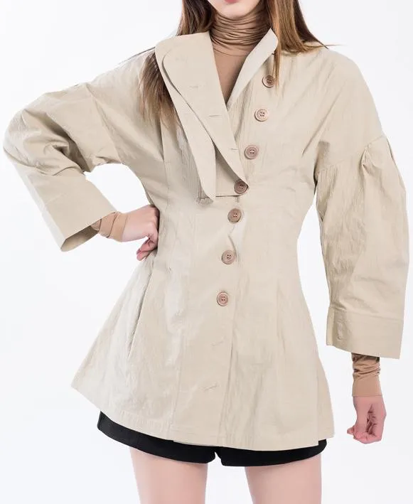 Crepe Side-Buttoned Jacket