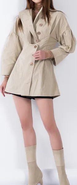 Crepe Side-Buttoned Jacket