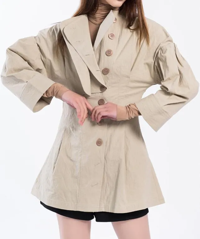 Crepe Side-Buttoned Jacket