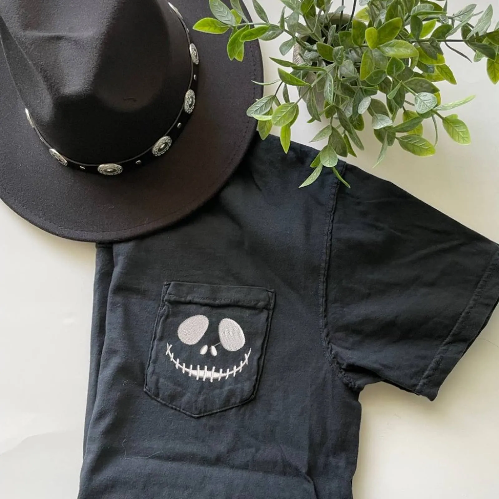 Embroidered Spooky Season Comfort Color Pocket T-shirts / Halloween Ghost Shirts