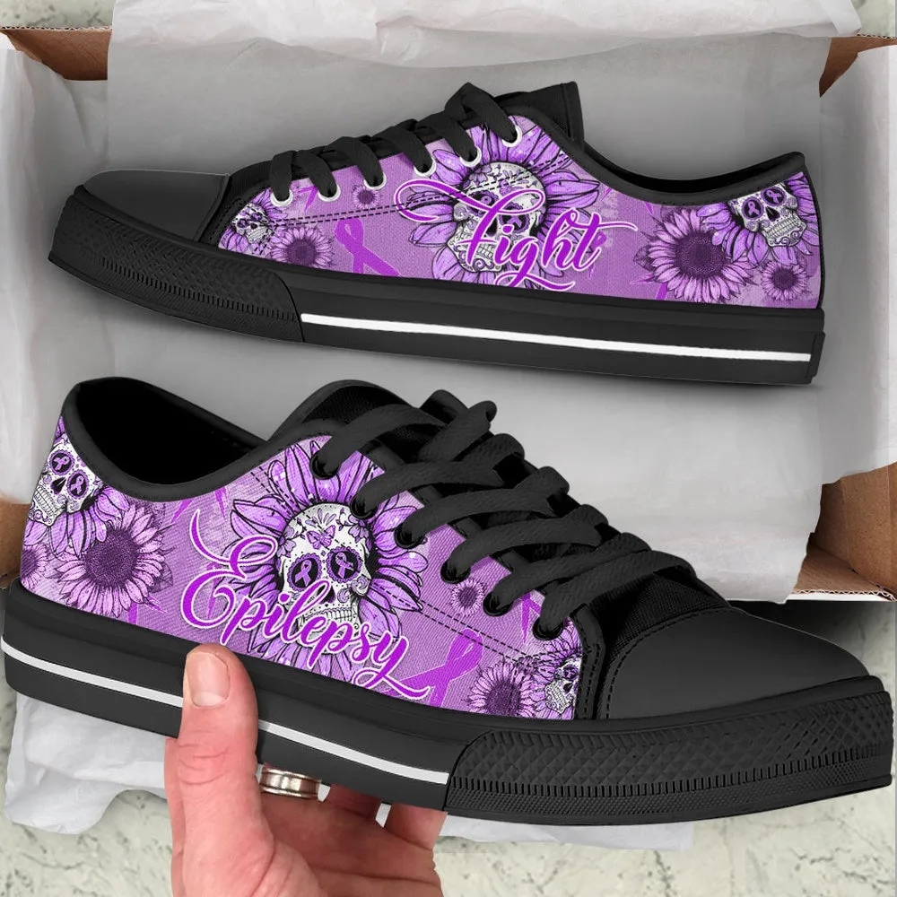 Epilepsy Shoes Skull Flower Low Top Shoes, Best Canvas Shoes, Low Top Sneaker