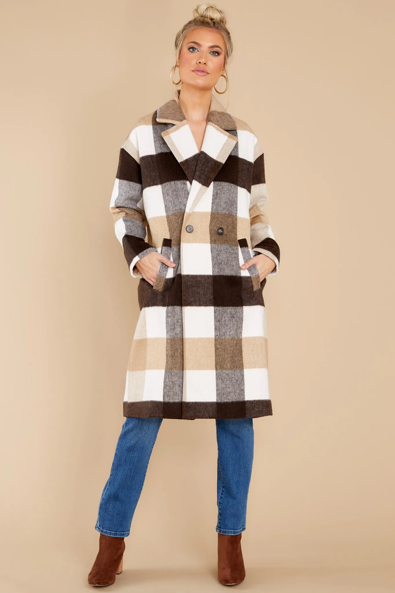 Escape The Ordinary Ivory Plaid Coat