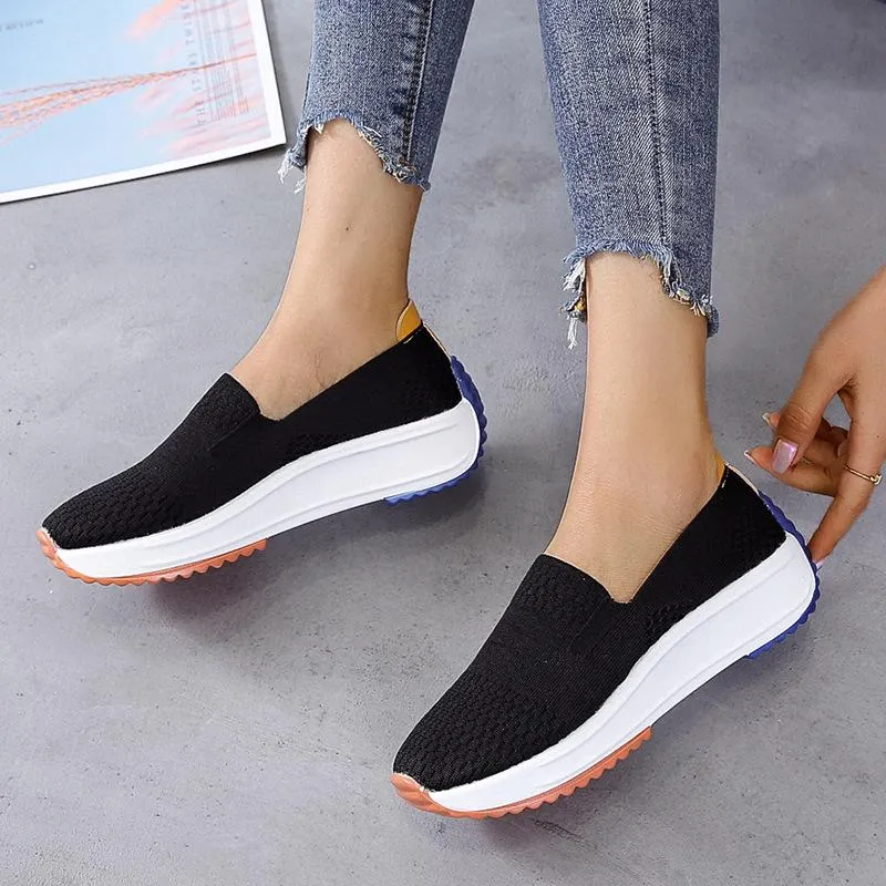 Fly weaving comfortable casual slip on women's shoes