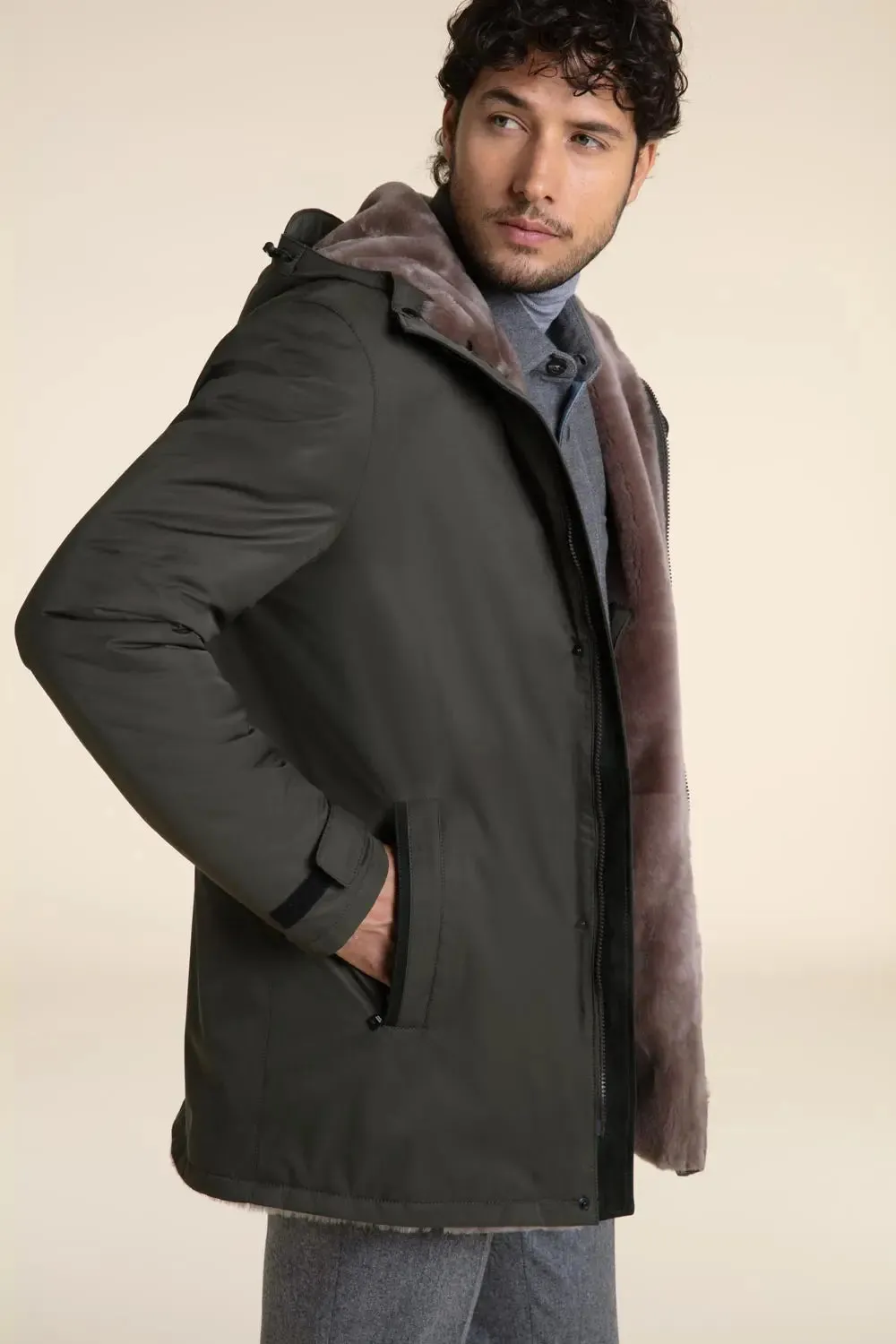 Fur lined parka mens