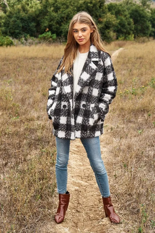 Fuzzy Boucle Textured Double Breasted Coat Jacket // 3 Colors