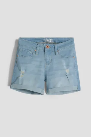 Girls Essential Cuffed Shorts Distressed