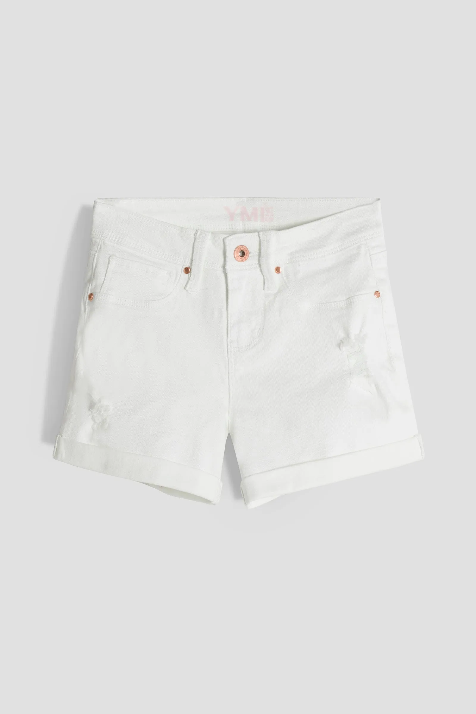 Girls Essential Cuffed Shorts Distressed