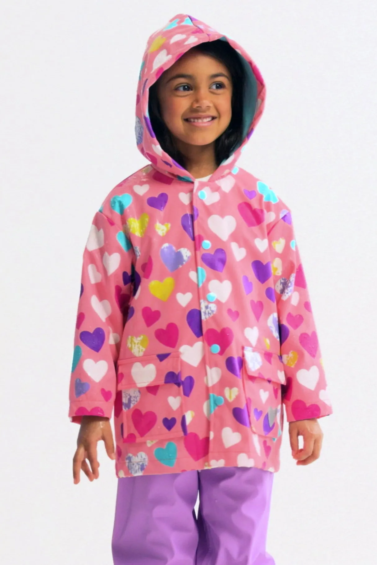 Girls Jacket Hatley Colorful Hearts Raincoat