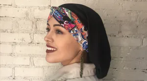 Hijab Tichel Happy Colors Turban Twist Hair Snood Hijab with Multicolor Twist Headband