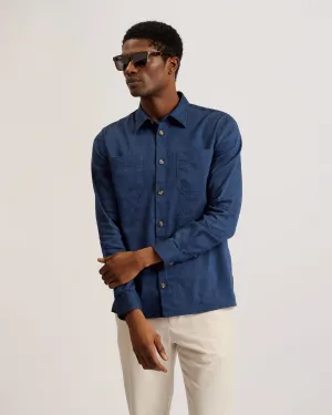 Iio Relaxed Fit Linen Blend Shirt Dk-Blue