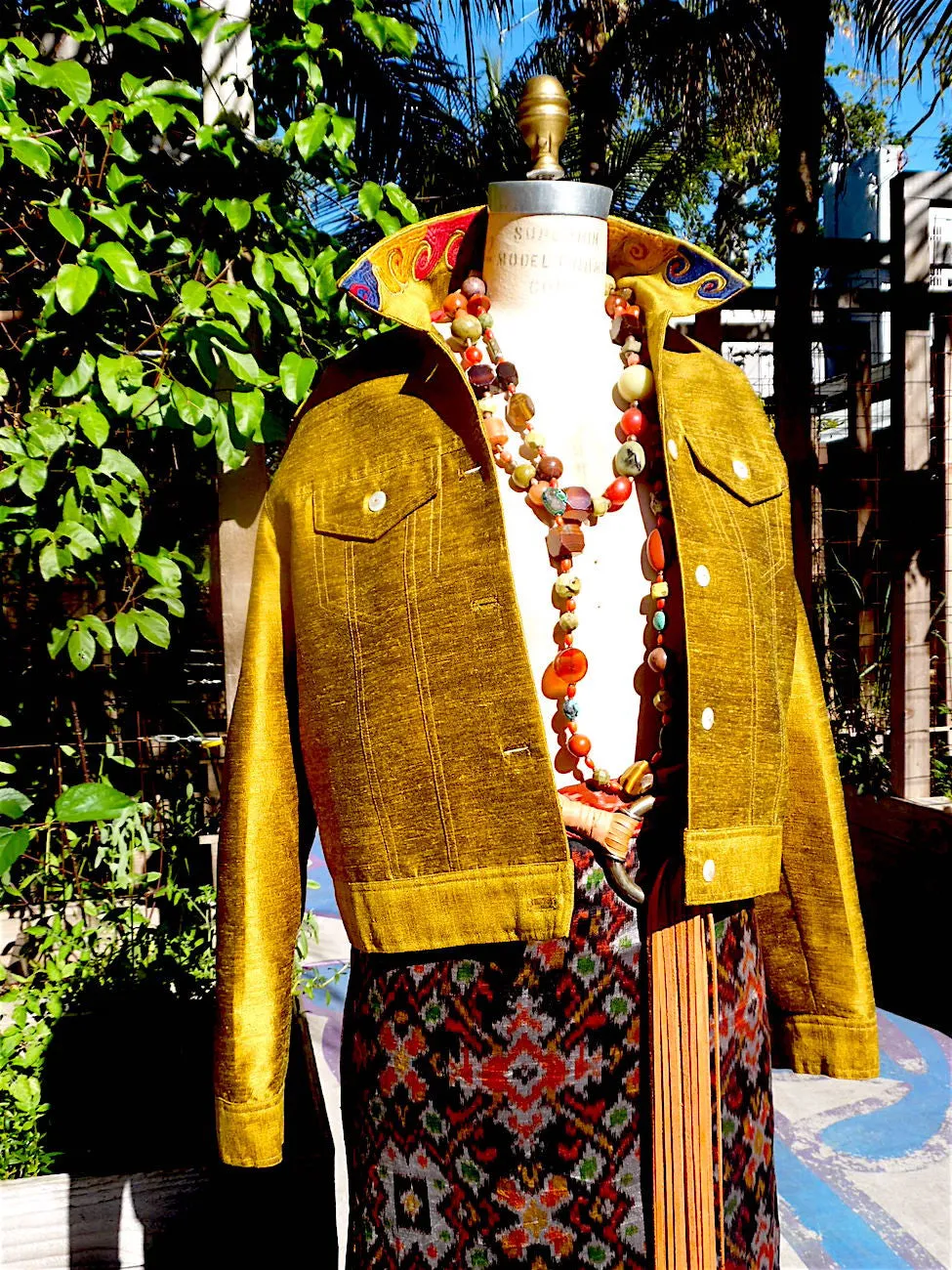 Jean Jacket Vintage Suzani Embroidery Amber