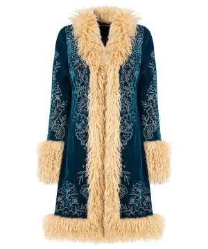 Joe Browns 12 Teal Boho Girl Embroidered Boutique Coat