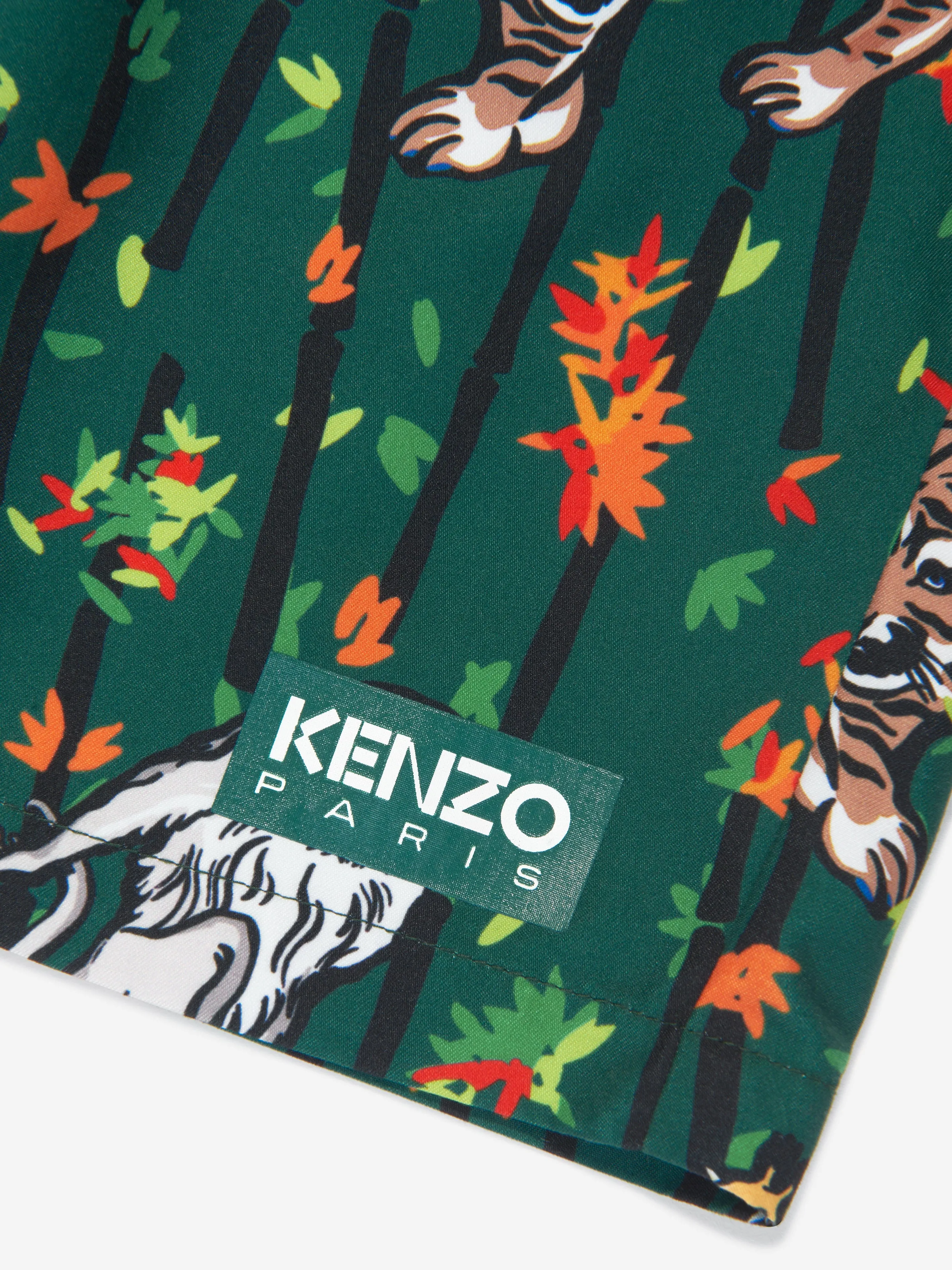 KENZO Boys Bamboo Jungle Swim Shorts in Green