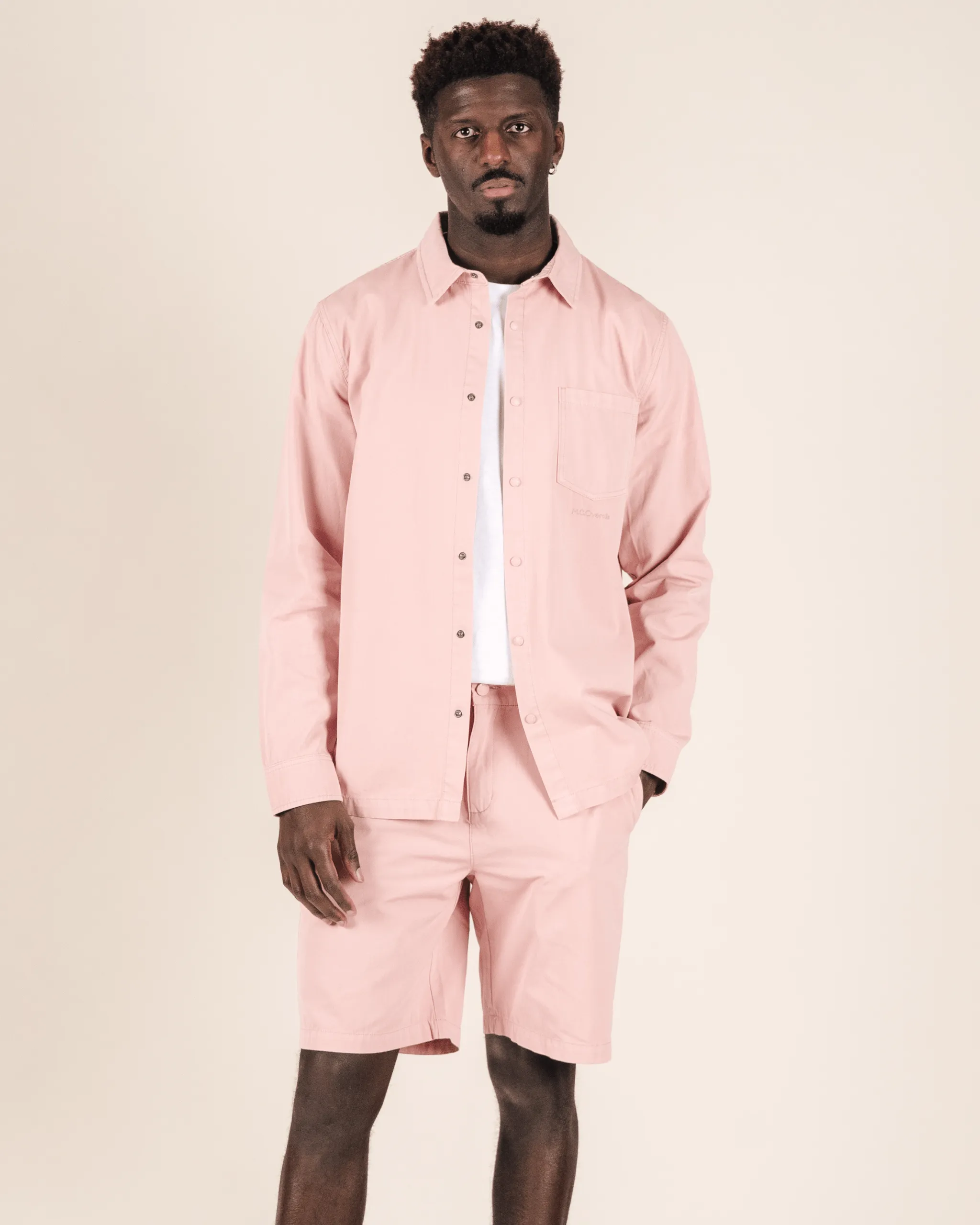 Lightweight Relaxed Snap Button Shirt Dusty Pink