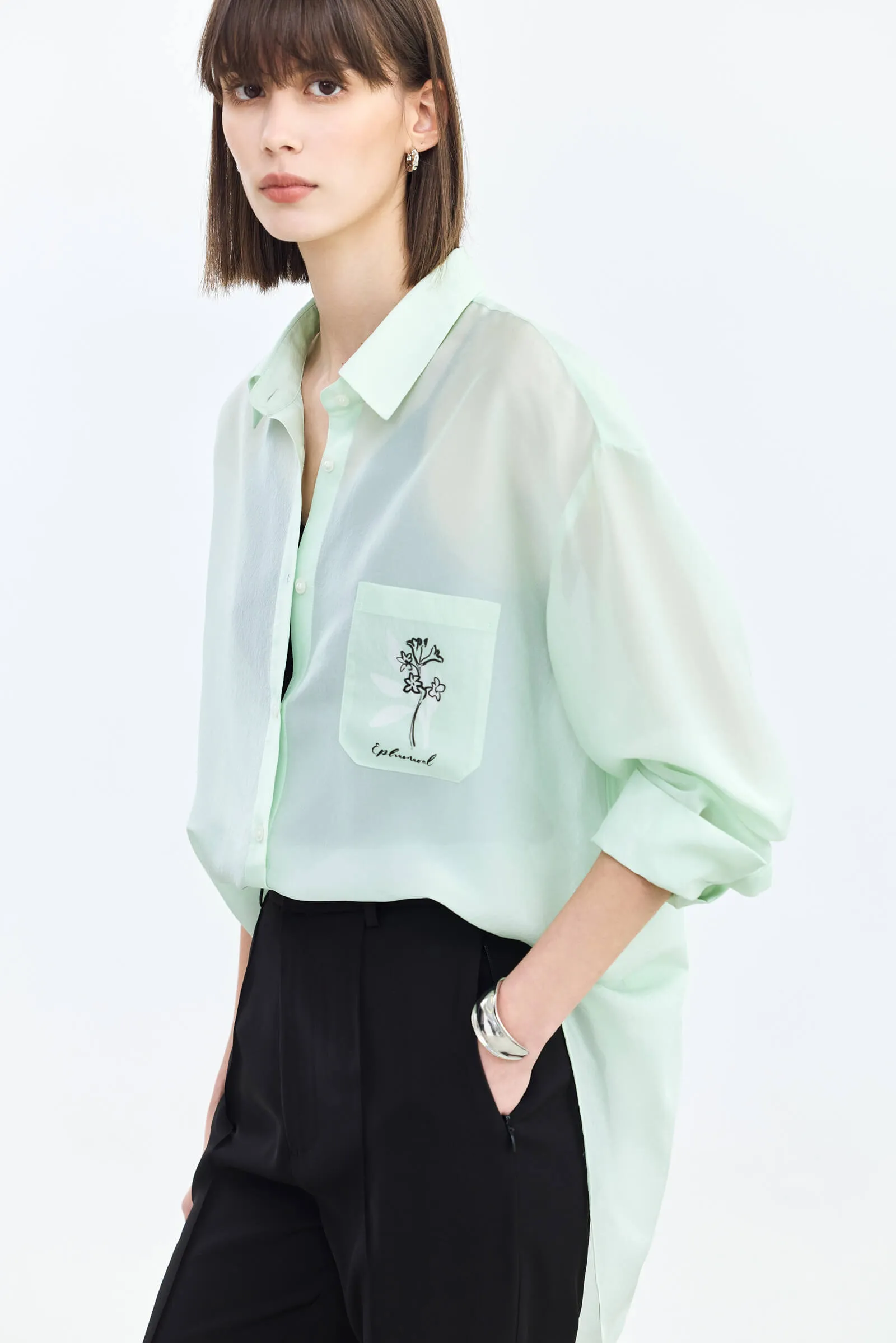 LILY Asymmetric Embroidered Shirt